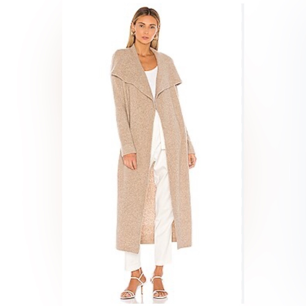 525 América cashmere   Belted rap long open Cardigan Duster Sz Sx Over size tan